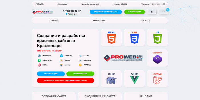 Создание сайта интернет магазина в Крыловской 